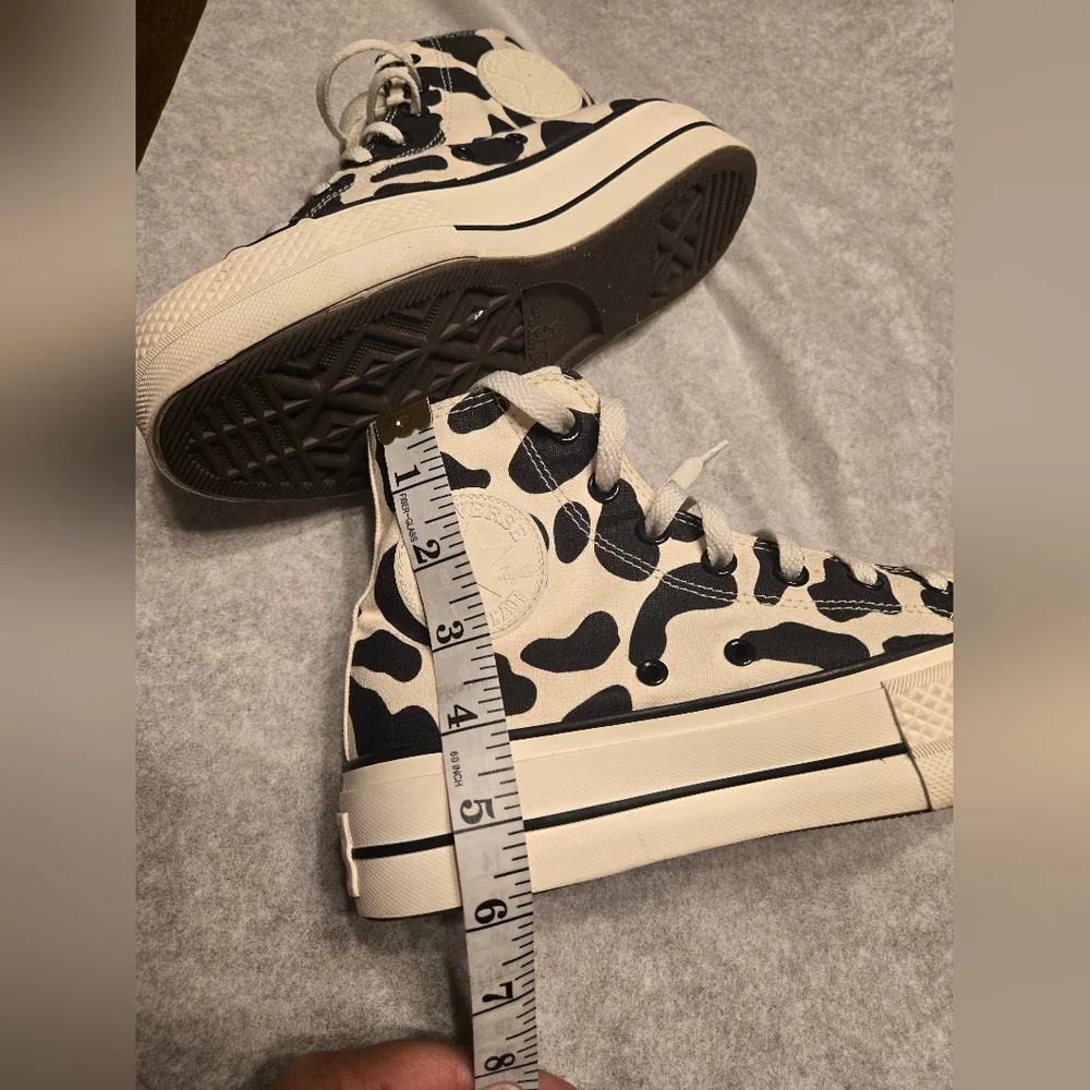 Chuck 70s Cow Print Black/White Converse Plataform Unisex Sz Men's 5 Women's 7
